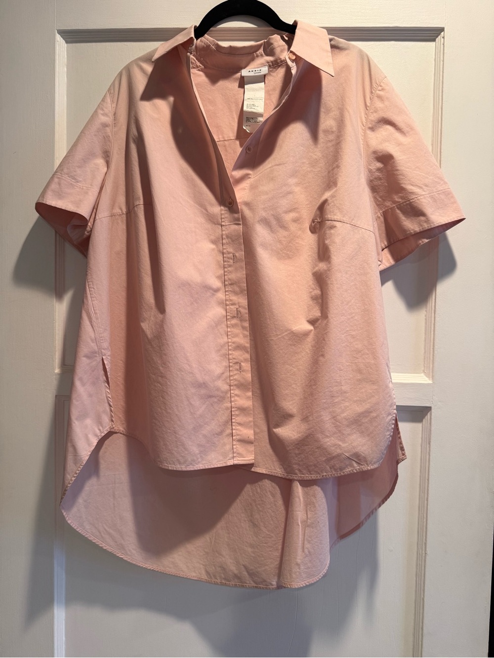 Akris Punto Light Pink Women's Short-Sleeve Button Front Top